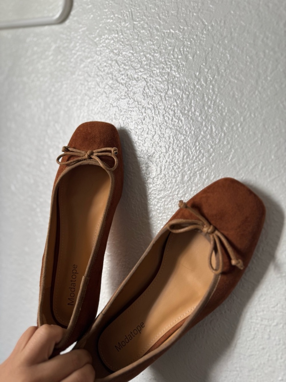 Women’s Suede Ballet Flats in Rust Brown
